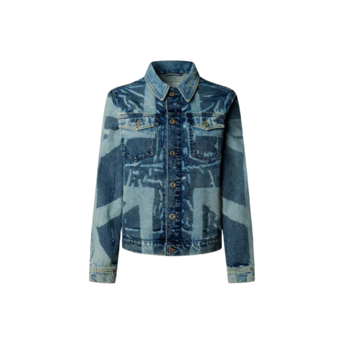 Mixtas Regular Fit Denim Jacket for Women | Flag Print Statement Jacket