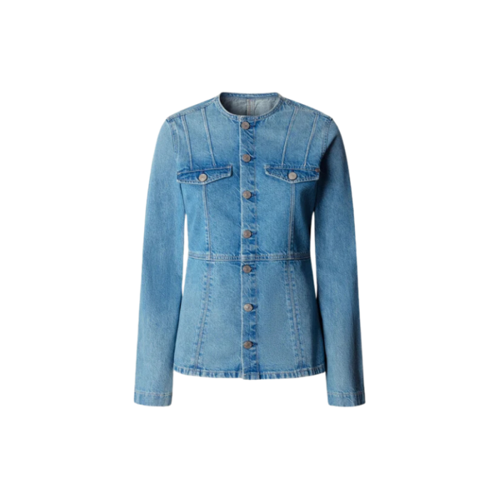 Mixtas Pepe Jeans Slim Fit Denim Jacket for Women | Medium Blue Rigid Wash